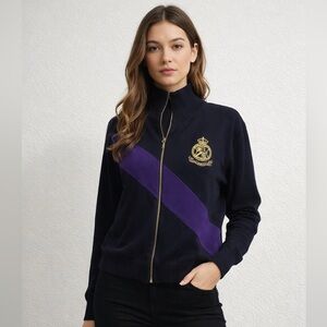 Vintage Ralph Lauren Logo Black and Purple Sweater